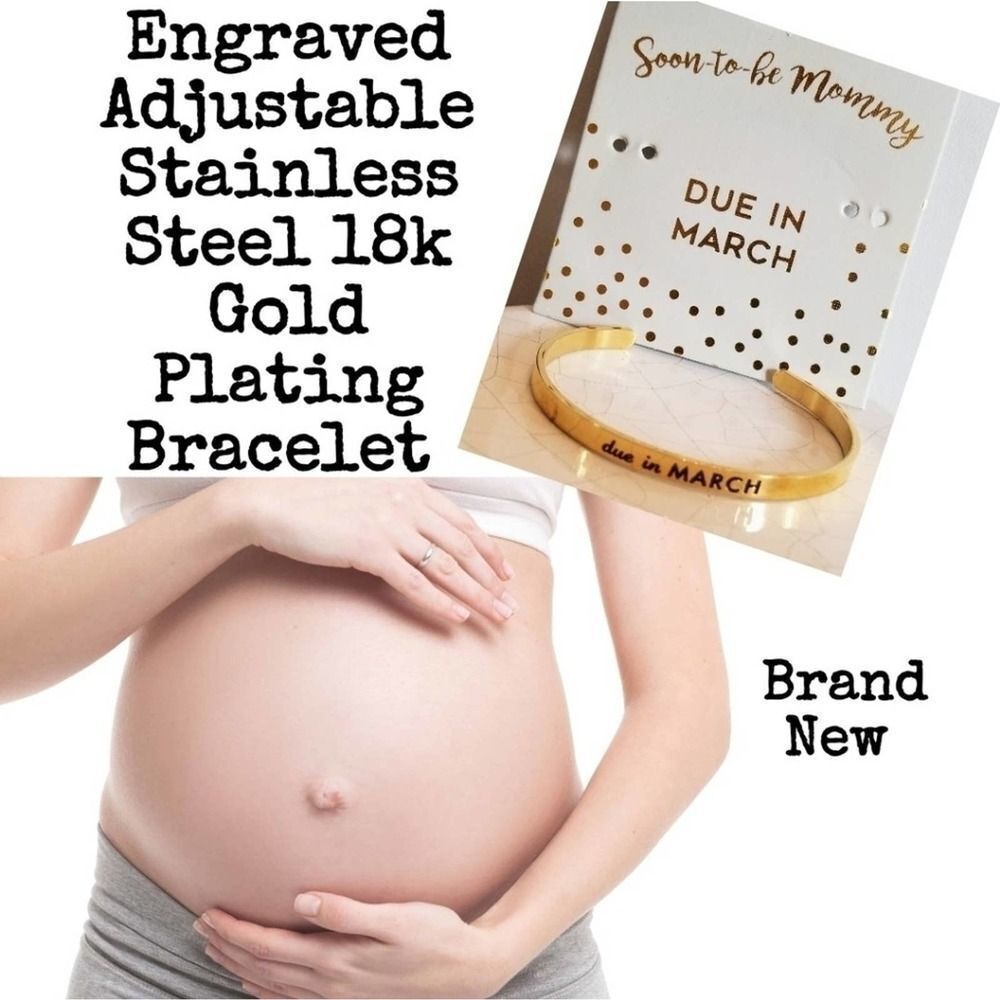 MARCH Soon To Be Mommy Due In Engraved Bracelet NEW